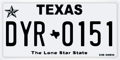 TX license plate DYR0151