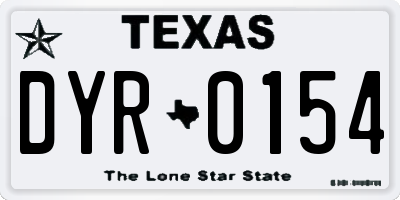 TX license plate DYR0154