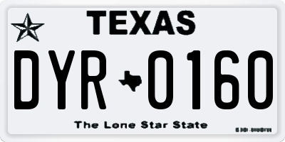 TX license plate DYR0160