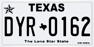 TX license plate DYR0162