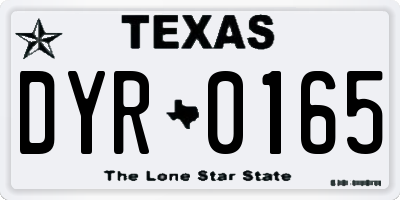TX license plate DYR0165