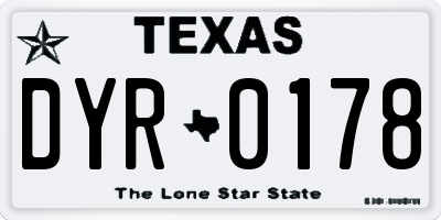 TX license plate DYR0178