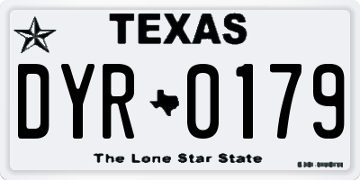 TX license plate DYR0179