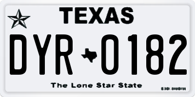 TX license plate DYR0182