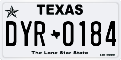 TX license plate DYR0184