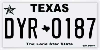 TX license plate DYR0187