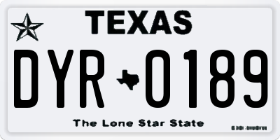 TX license plate DYR0189