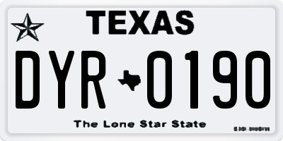 TX license plate DYR0190