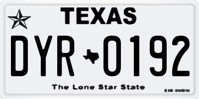 TX license plate DYR0192