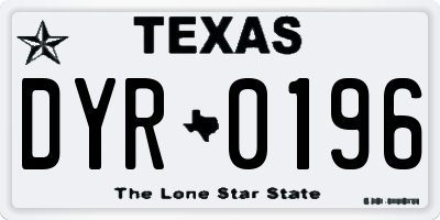 TX license plate DYR0196