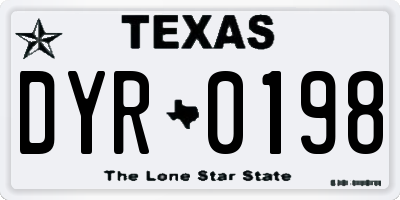 TX license plate DYR0198