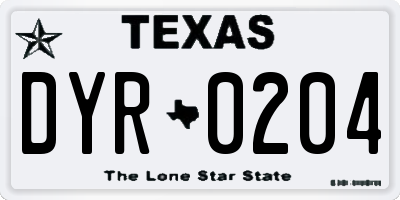 TX license plate DYR0204
