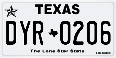 TX license plate DYR0206