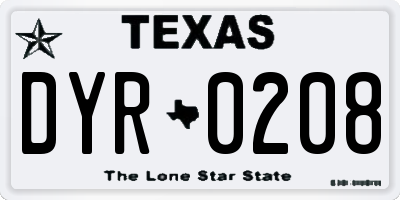 TX license plate DYR0208