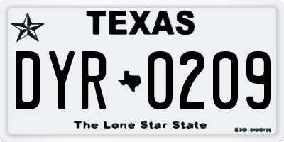 TX license plate DYR0209