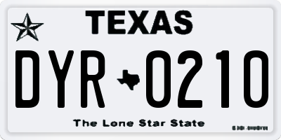 TX license plate DYR0210