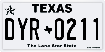 TX license plate DYR0211
