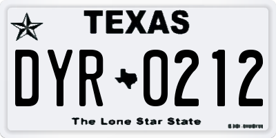 TX license plate DYR0212