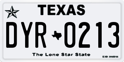 TX license plate DYR0213