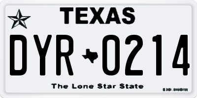 TX license plate DYR0214