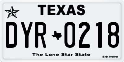 TX license plate DYR0218