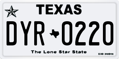 TX license plate DYR0220
