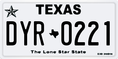 TX license plate DYR0221