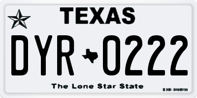 TX license plate DYR0222