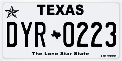 TX license plate DYR0223