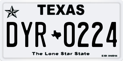 TX license plate DYR0224