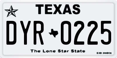 TX license plate DYR0225
