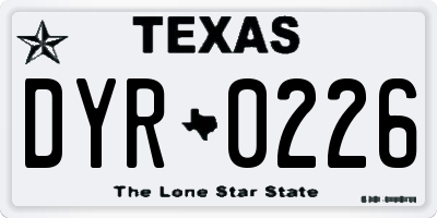 TX license plate DYR0226