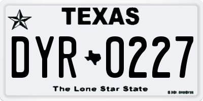 TX license plate DYR0227
