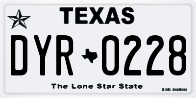 TX license plate DYR0228