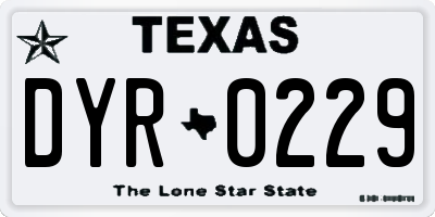 TX license plate DYR0229