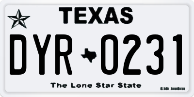 TX license plate DYR0231
