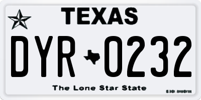 TX license plate DYR0232
