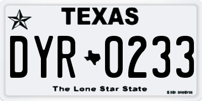 TX license plate DYR0233