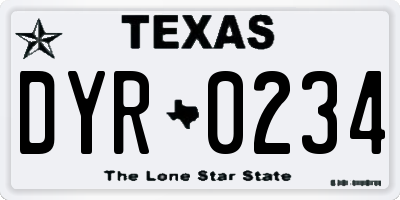 TX license plate DYR0234