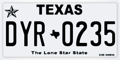 TX license plate DYR0235