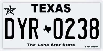 TX license plate DYR0238
