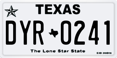 TX license plate DYR0241