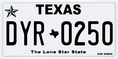 TX license plate DYR0250