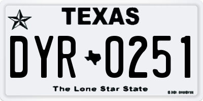 TX license plate DYR0251