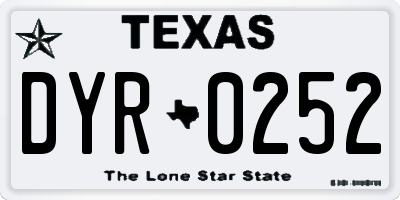 TX license plate DYR0252