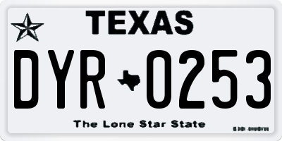 TX license plate DYR0253