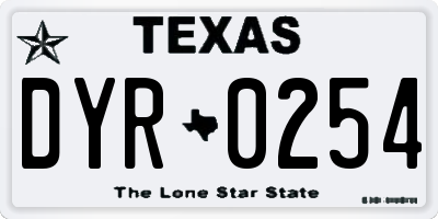 TX license plate DYR0254