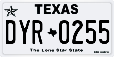 TX license plate DYR0255