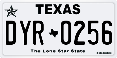 TX license plate DYR0256