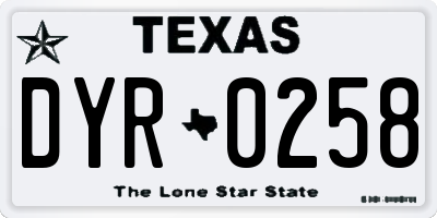TX license plate DYR0258